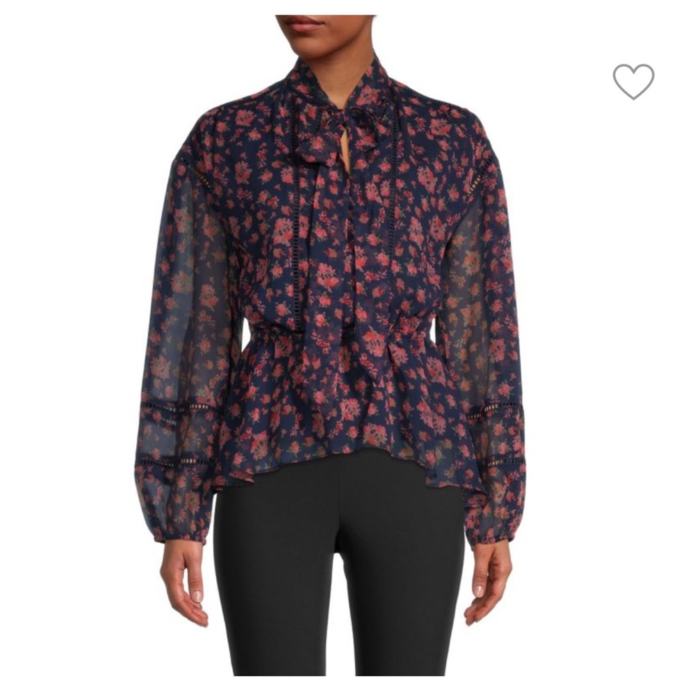 WALTER BAKER Floral Sheer-Sleeve Top